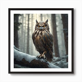 Owl In The Woods 50 Art Print