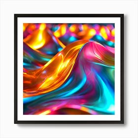 3d Light Colors Holographic Abstract Future Movement Shapes Dynamic Vibrant Flowing Lumi (12) Art Print