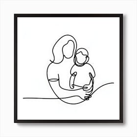 Mother And Child Line Art 2 Art Print