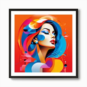 Abstract Piece Using Vibrant Colors Female Beautiful Art Print