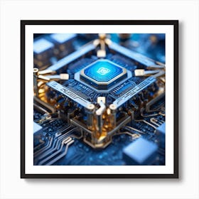 3d Rendering Of A Computer Chip 7 Art Print