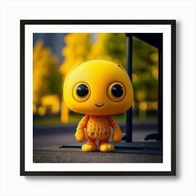 Firefly Cute, Friendly, Alien, Yellow, Cat Eyes, Bus Stop, Whimsical, Vibrant, Extraterrestrial, Cha (10) Art Print