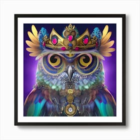 Owl With Crown Art Print