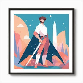 Knight With A Sword Art Print