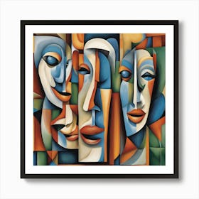 Faces Within Faces Cubism Style Art Print