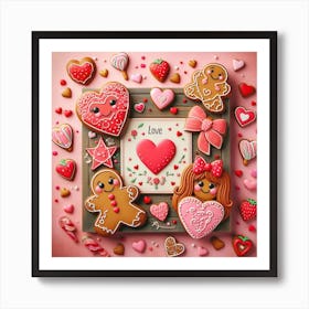 Valentine's Day, gingerbread design 3 Art Print