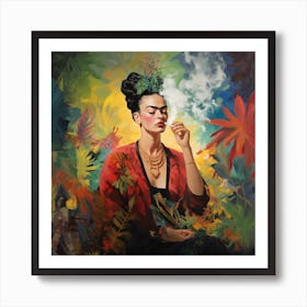 Frida Kahlo Smokes Art Print