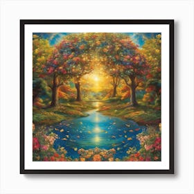 Rainbow Over A River Art Print