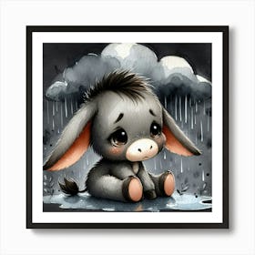 Donkey In The Rain 1 Art Print