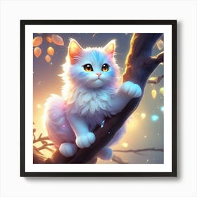 Cute Kitten In A Tree 2 Art Print