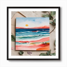 Sunset Beach Greeting Card Art Print