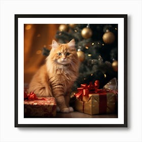 Christmas Cat Art Print