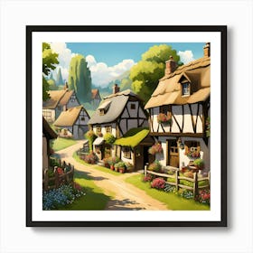 Tranquil tones of Village life Art Print