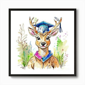 Graduation Deer 10 Art Print