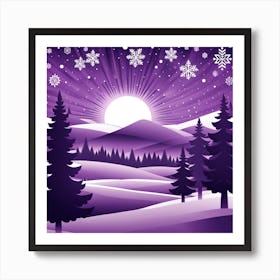 Purple Christmas Night, Christmas concept art, Christmas vector art, Vector Art, Christmas art, Christmas, purple night, moon Art Print