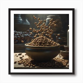 Bowl Of Coffee Beans Art Print