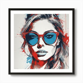 Woman In Red And Blue Art Print