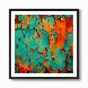 Enhanced Cracked and Rusted Paint Texture Surface: A Captivating Visual Experience. Art Print