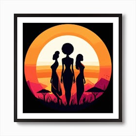 Silhouette Of African Women 3 Art Print