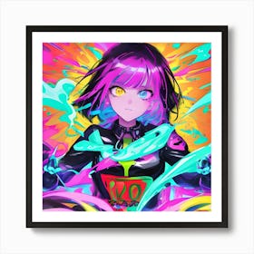 Anime Pastel Dream Bold Neon Colors Cartoon Style Illustration 2 (1) Art Print