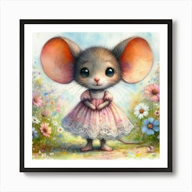 Little Mouse In A Dress Art Print