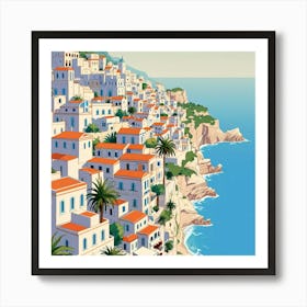 Mediterranean Seaside Town 1 Art Print