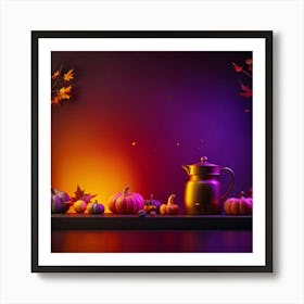 A Vibrant Digital Painting Of A Thanksgiving Themed Gradient Splash Radiating From A Corner On A Da (1) 1 Art Print