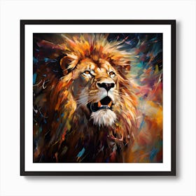 Abstract Colorful Bold Male Lion Art Print