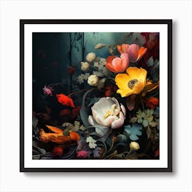 Flowers In The Dark Art Print