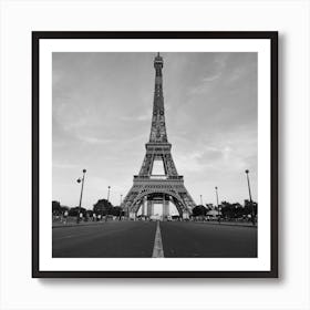 Pariss Eiffel Tower In Black And White Art Print