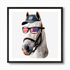 Trending Funny Horse Racing Vintage Horse American Flag Art Print