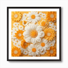 Paper Flowers Tangerine Art Print