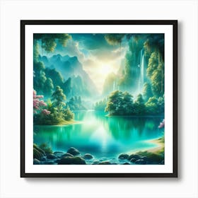 Waterfall In The Forest 80 Art Print