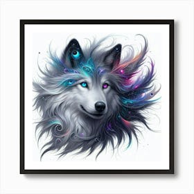 Beautiful Electric Wild Wolf Head Face Print Art Print