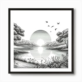 Sunrise Over The Lake Art Print