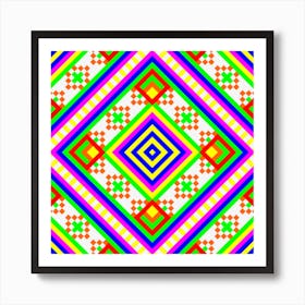 Folk Rainbow Pyramid - Romb Mandala Pattern - First Colorful Symbol Art Print