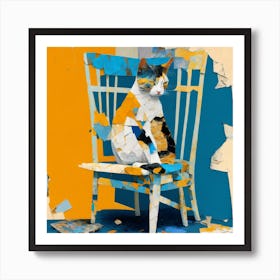 Cat In Chair Art Print