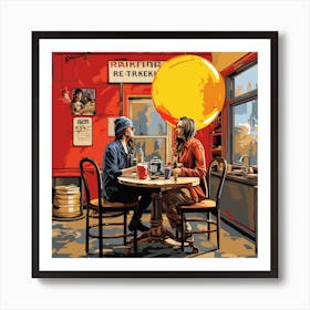 Two People At A Table Art Print