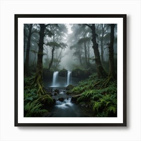 Waterfall In The Forest 91 Art Print