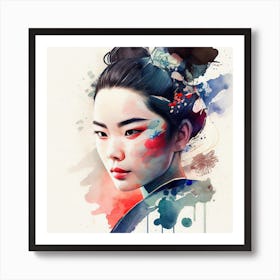 Watercolor Modern Geisha #4 Art Print