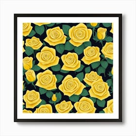 Yellow Roses Seamless Pattern 2 Art Print