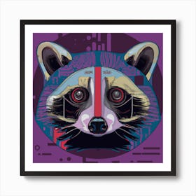 Popart Robot Raccoon 2 Art Print