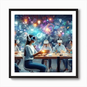 Vr Headsets And Virtual Reality Art Print