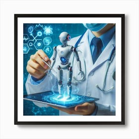 Doctor Holding A Tablet Computer Art Print