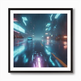 Rain On Floor Texture Outer Space Vanishing Point Super Highway High Speed Digital Render Digi (3) Art Print