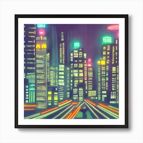 Neon Cityscape Art Print