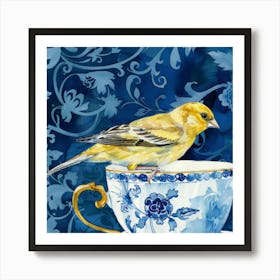 Yellow Finch In Teacup 1 Art Print