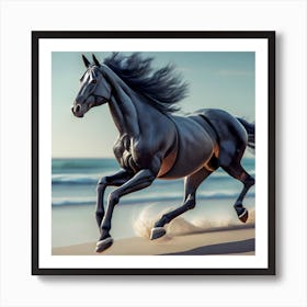 Horse Running On The Beach Art Print