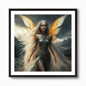 Fairy In The Rain Art Print