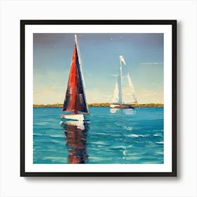 Sailboats On The Water Affiche